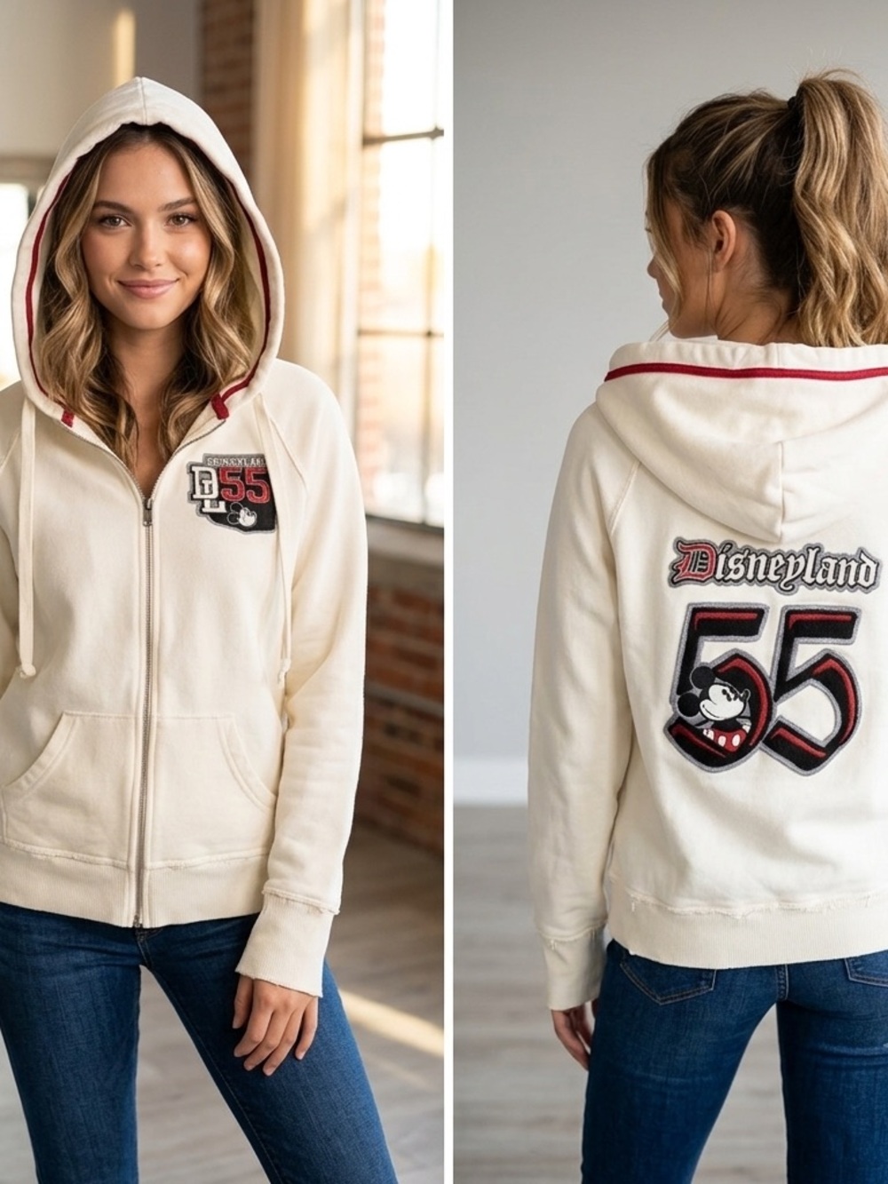 Disneyland Resort DL55 Mickey Mouse full-zip hoodie size large.
